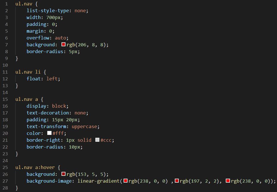 Navigation Bar CSS