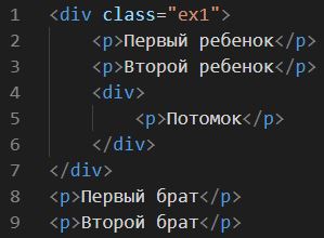 Селектор потомков (пробел) HTML