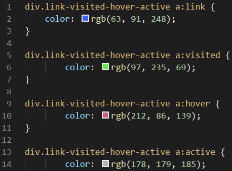 Селекторы-псевдоклассы link-visited-hover-active CSS